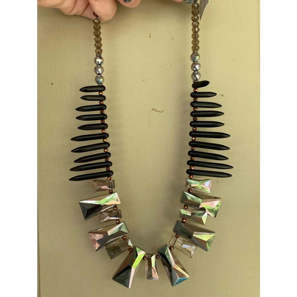 Nakamol Statement Metallic and Black Spike Necklace NWT